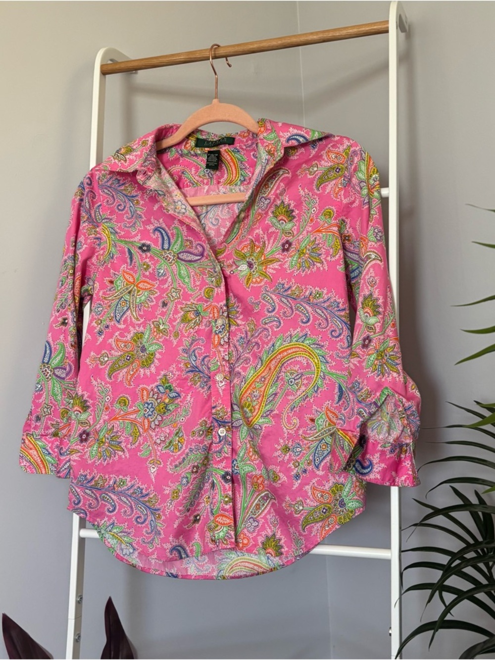Ralph Lauren Pink Paisley Button-Down Shirt - Picture 3 of 13